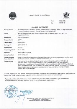 Wyciąg z rejestracji firmy w Izbie Przemysłowo-Handlowej