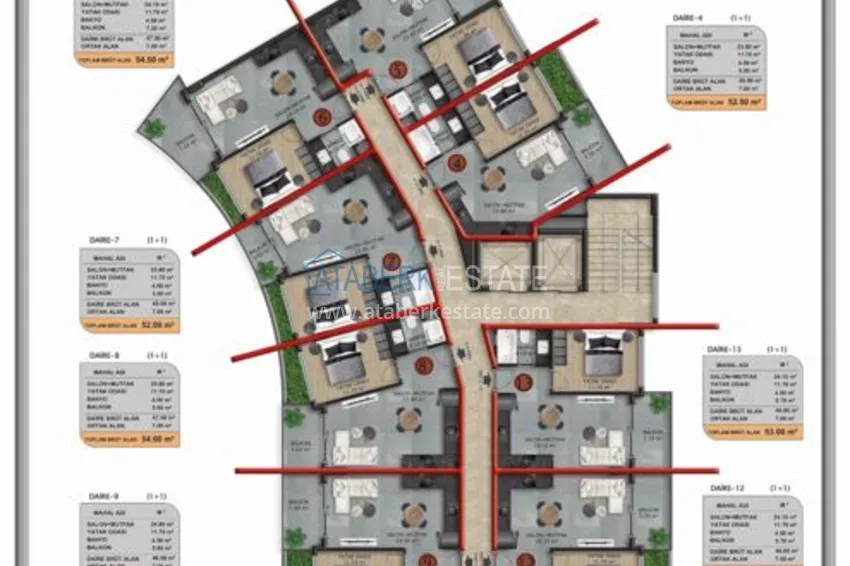 Kupuj taniej Elegancki kompleks mieszkaniowy premium w Oba, Alanya 14 