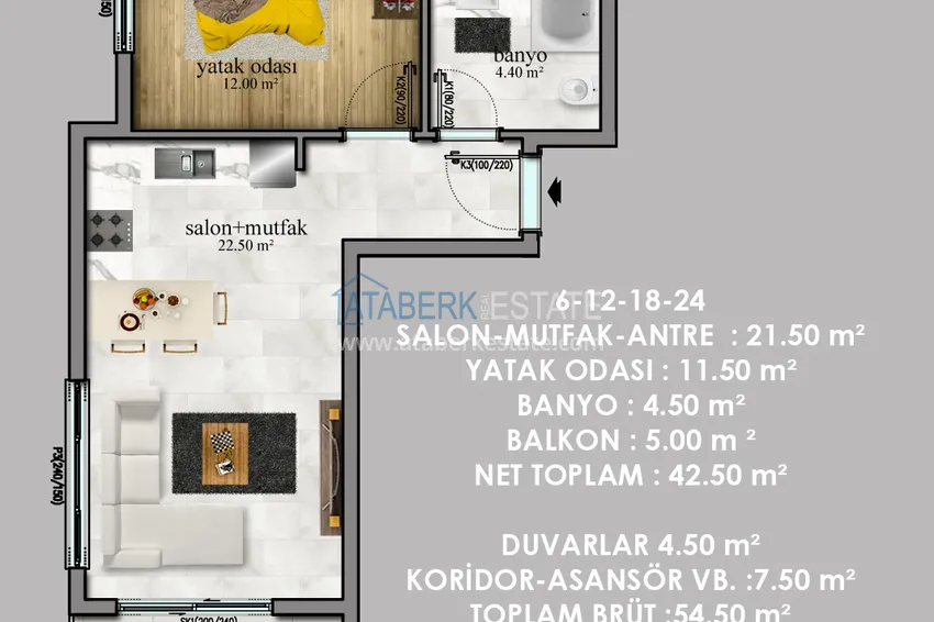 Kupuj taniej 🔥Nasz projekt. Nowe mieszkania w okolicy Payallar w konkurencyjnych cenach 9 