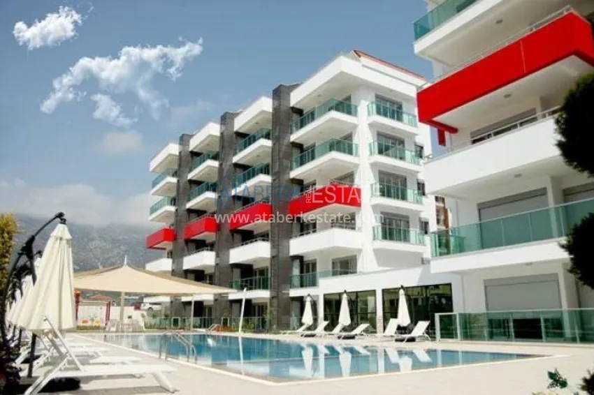 Apartament w Kestel z meblami i widokiem na morze w luksusowym kompleksie 1 