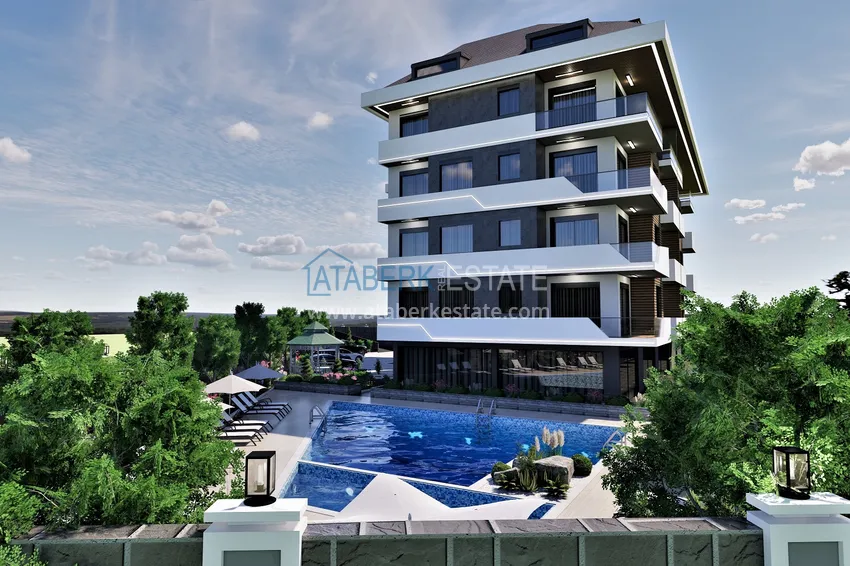 Projekt kompleksu mieszkalnego w budowie w dzielnicy Alanya — Oba 1 