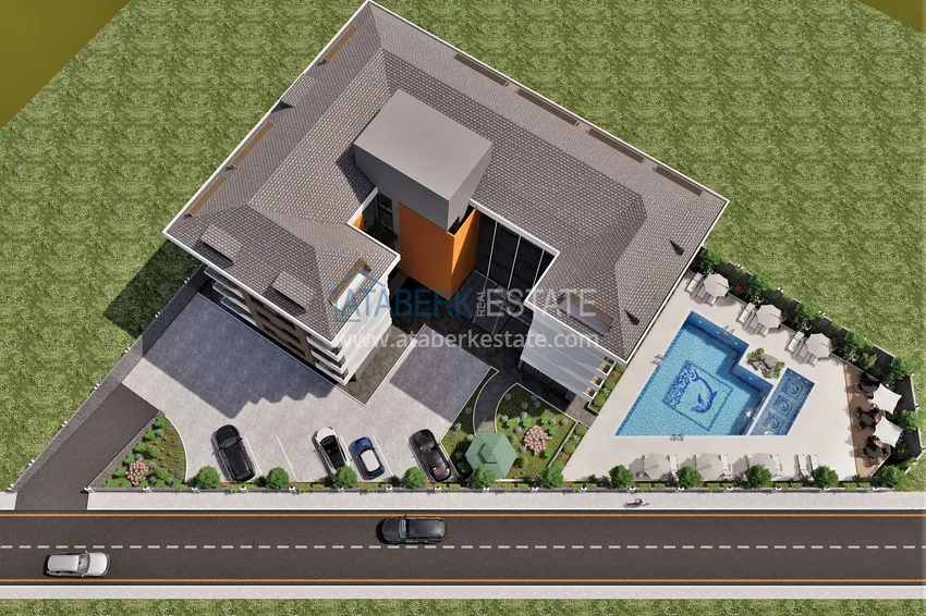 Projekt kompleksu mieszkalnego w budowie w dzielnicy Alanya — Oba 23 