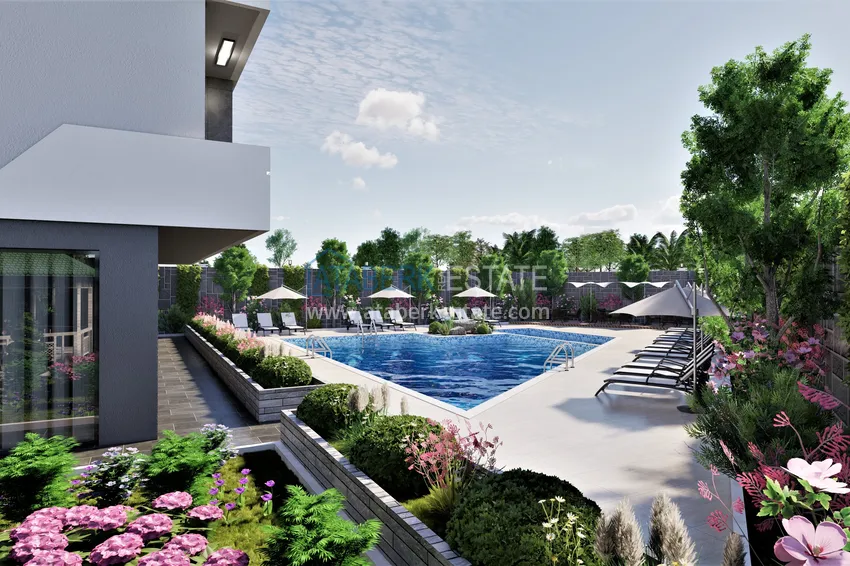Projekt kompleksu mieszkalnego w budowie w dzielnicy Alanya — Oba 9 