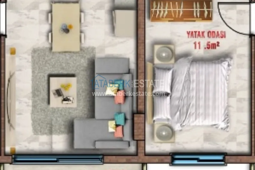 Kupuj taniej Apartament 1+1 od inwestora w kompleksie z infrastrukturą hotelową — dzielnica Avsallar  1 