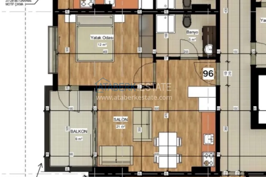 Kupuj taniej Apartament z jedną sypialnią z widokiem na morze w Avsallar w nowoczesnej rezydencji. Nadaje się do wynajmu krótkoterminowego  1 