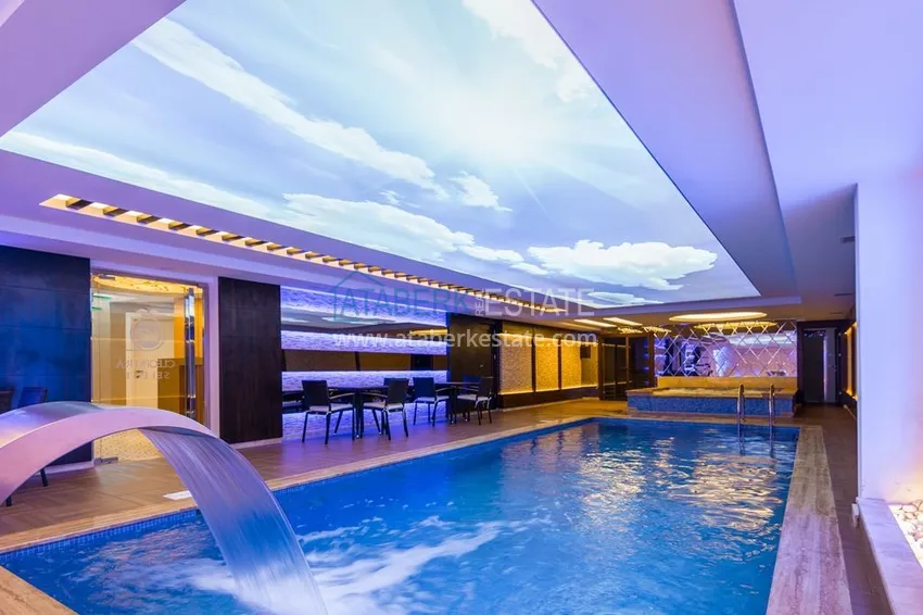Umeblowany apartament 2+1 z widokiem na góry i morze, centrum Alanya Plaża Kleopatra 8 
