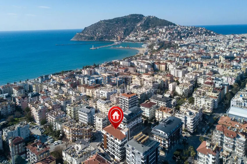 Dwupoziomowy penthouse 2+1 z meblami w obszarze otwartym na zezwolenia na pobyt, centrum Alanya 2 