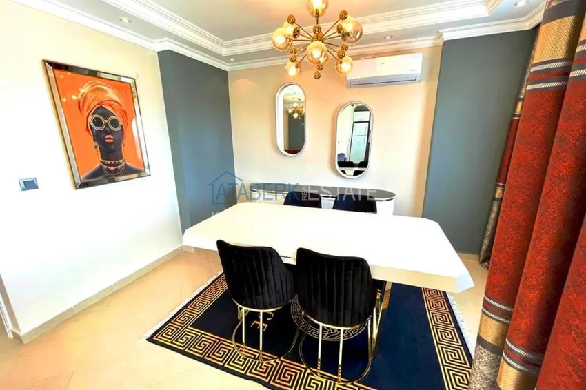 Kupuj  3+1 umeblowany penthouse z widokiem na morze w kompleksie z infrastrukturą, dzielnica Akdam — Alanya  5 