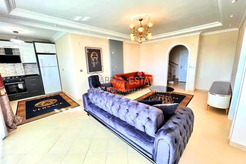 Kupuj  3+1 umeblowany penthouse z widokiem na morze w kompleksie z infrastrukturą, dzielnica Akdam — Alanya  7 