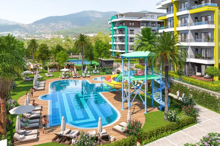 Nowoczesny rodzinny kompleks mieszkalny z luksusową infrastrukturą w budowie — Alanya, Oba 6 