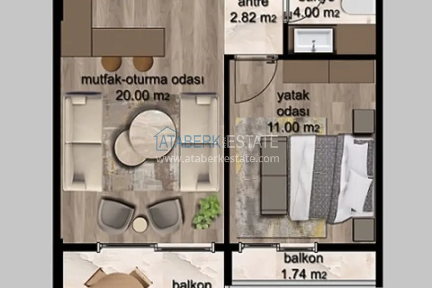 Kupuj taniej 1+1 apartamenty w nowym kompleksie z infrastrukturą w Çeşmeli - Mersin 1 