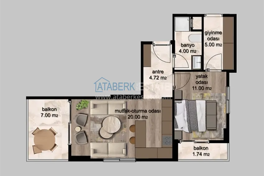 Kupuj taniej 1+1 apartamenty w nowym kompleksie z infrastrukturą w Çeşmeli - Mersin 2 