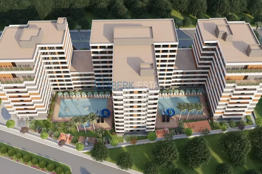 Nowy, komfortowy kompleks mieszkaniowy w budowie w dzielnicy Tomuk-Mersin 12