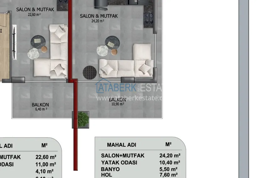 Kupuj taniej Apartament 1+1 z meblami i widokiem na góry w nowoczesnym kompleksie butikowym, dzielnica Oba — Alanya 1 