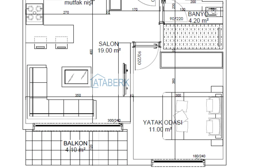 Kupuj taniej Oferta inwestorska — jednopokojowe mieszkanie w kompleksie w budowie, dzielnica Altintash, Antalya 1 