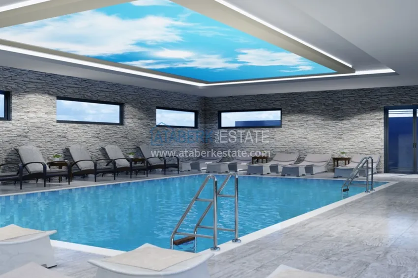 Apartament 3+1 z meblami, przeszklonym balkonem i widokiem na góry, dzielnica Kestel — Alanya 13 
