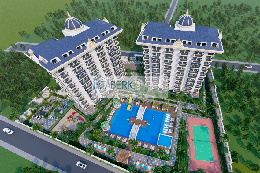 1+1 mieszkanie od inwestora w kompleksie z samowystarczalną infrastrukturą w budowie, dzielnica Avsallar — Alanya 2 