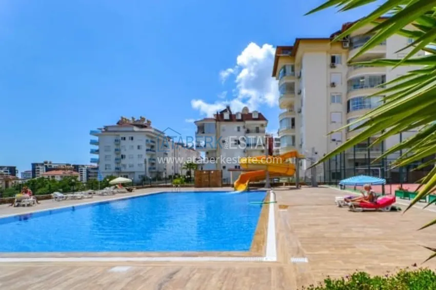 Umeblowane mieszkanie 1+1 z widokiem na morze i historyczną fortecę, dzielnica Cikcilli — Alanya  4 