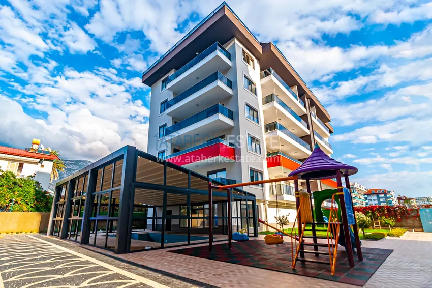 Apartament 3+1 z meblami, przeszklonym balkonem i widokiem na góry, dzielnica Kestel — Alanya 6 