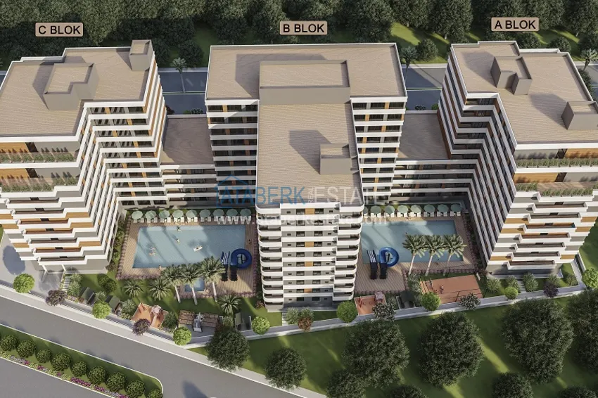 Nowy, komfortowy kompleks mieszkaniowy w budowie w dzielnicy Tomuk-Mersin 25