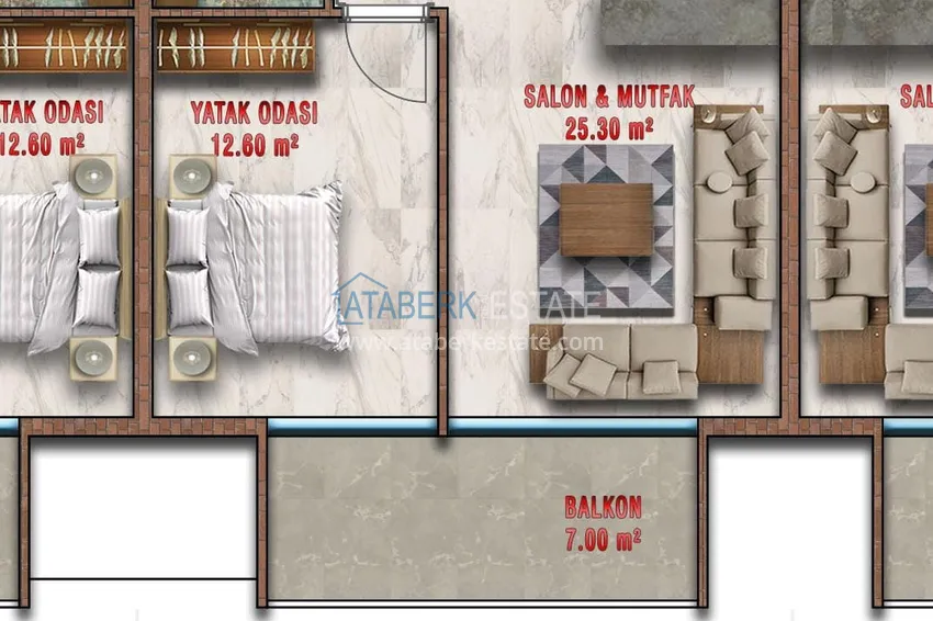 Kupuj taniej Dobrze wykończony apartament z jedną sypialnią w Alanya, dzielnica Avsallar 1 