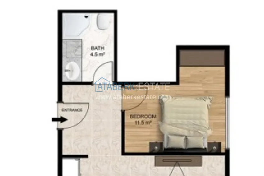 Kupuj taniej Apartament 1+1 od właściciela z pięknym wykończeniem w okolicy Mahmutlar  1 