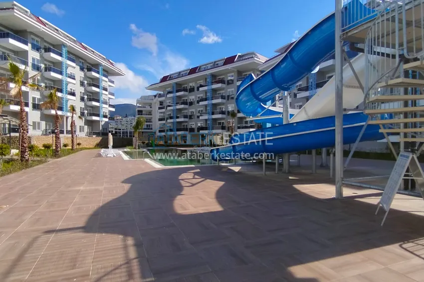 2+1 odwrócony duplex z widokiem na morze i góry w ultra-luksusowym kompleksie z prywatną plażą, dzielnica Kestel — Alanya 5 