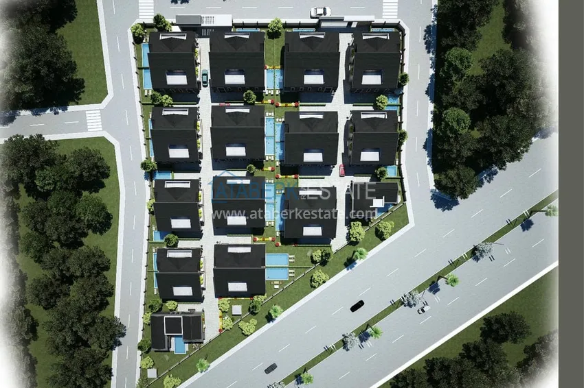 Nowy projekt w Antalyi to luksusowy kompleks domków letniskowych w malowniczej okolicy Dosemealti. Własność obywatelska  14 