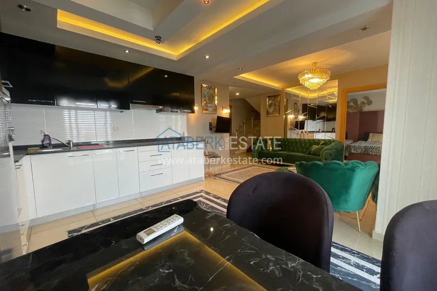 Kupuj  Doskonały dwupoziomowy penthouse z widokiem na morze w luksusowym kompleksie - dzielnica Cikcilli, Alanya 10 