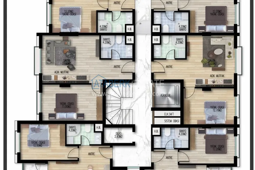 Kupuj taniej Nieruchomości w Antalyi od dewelopera - stylowe apartamenty w nowym kompleksie dzielnicy Hurma  4 