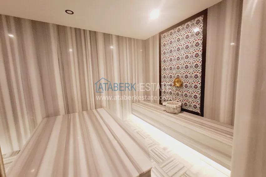 Apartament z dwiema sypialniami z nowymi meblami z widokiem na morze i góry - centrum Alanyi, plaża Kleopatra  12 