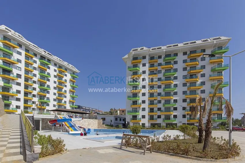 Dobrze wykończony apartament z 1 sypialnią i widokiem na morze, dzielnica Avsallar — Alanya 5 