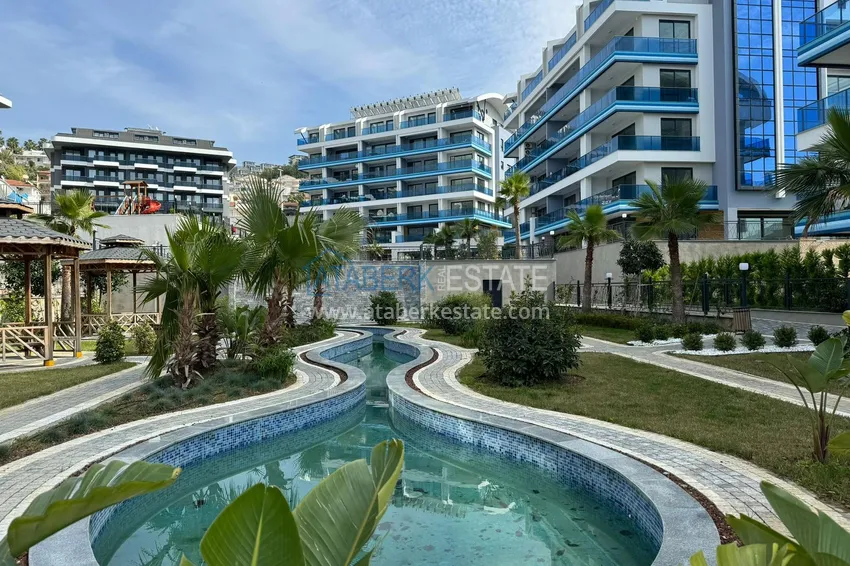 Dwupoziomowy penthouse z widokiem na morze i góry w nowym kompleksie — Alanya, dzielnica Kargicak 5 