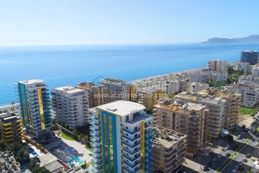 Umeblowane studio z widokiem na morze w kompleksie przy plaży, dzielnica Mahmutlar — Alanya 3 