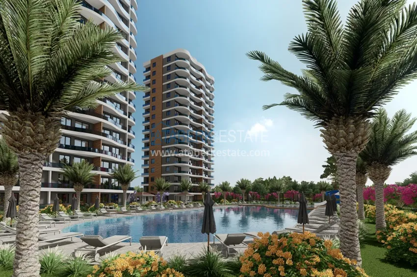 Apartament 1+1 z widokiem na morze w Mersin — Arpachbakhshish, w kompleksie w trakcie realizacji 2 