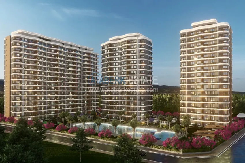 Apartament 1+1 z widokiem na morze w Mersin — Arpachbakhshish, w kompleksie w trakcie realizacji 3 