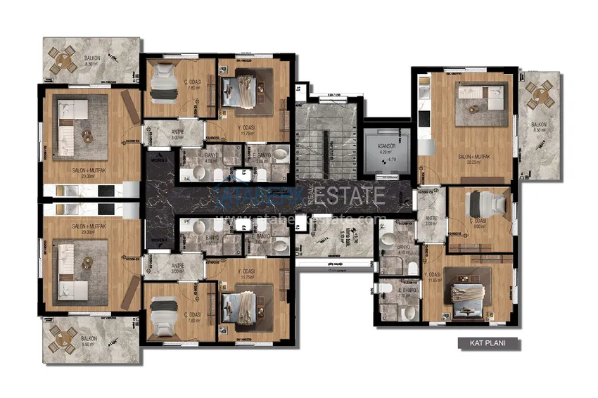Kupuj taniej Nowoczesne apartamenty od dewelopera w Altintash, Antalya — komfortowy kompleks w budowie 1 
