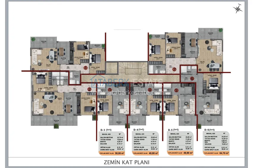 Kupuj taniej Nowoczesny apartament pod klucz z jedną sypialnią w nowym kompleksie — Alanya, dzielnica Oba  1 