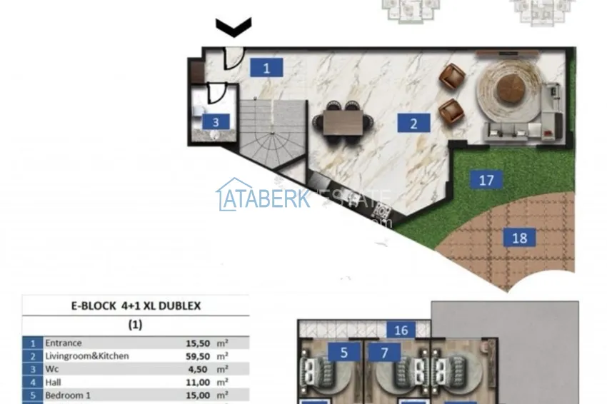 Kupuj taniej Duplex ogrodowy 4+1 z obywatelstwem w kurorcie premium — Turkler, Alanya 1 