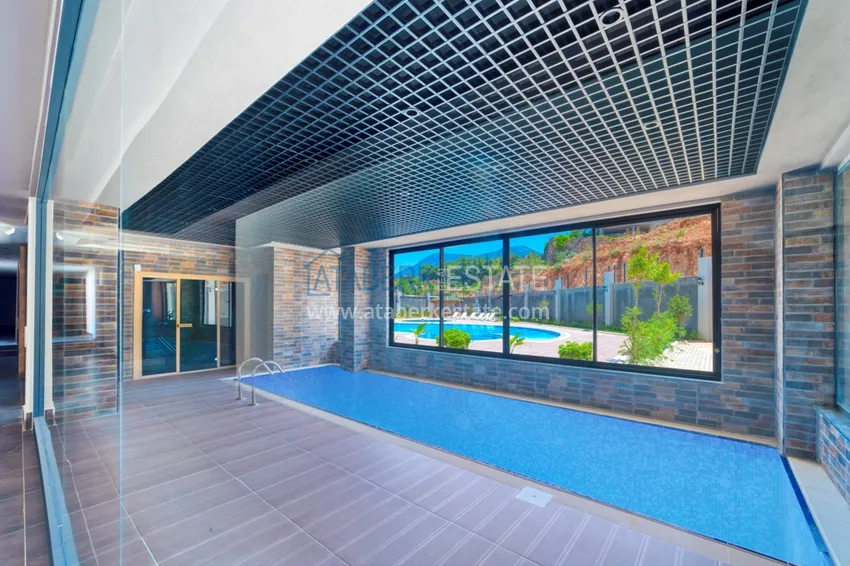 Dwupoziomowy penthouse 2+1 z nowymi meblami i widokiem na góry w Oba, Alanya 14 