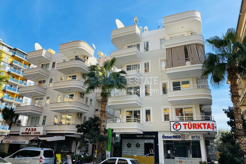 1+1 apartament o powierzchni 72 m2 w centrum Alanyi z nowymi meblami i dwoma balkonami - Plaża Kleopatra 1 