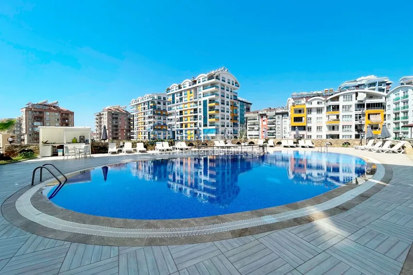 Apartament 2+1 z meblami i widokiem na morze, odpowiedni na zezwolenie na pobyt — Tosmur, Alanya 2 