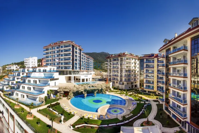 Umeblowane mieszkanie z dwiema sypialniami w kompleksie premium — Alanya, dzielnica Oba 3 