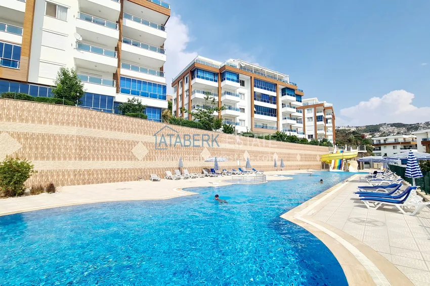 Apartament 2+1 z meblami i widokiem na morze — luksusowy kompleks w Kargicak 6 