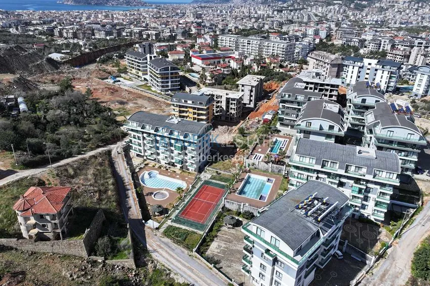 Dwupoziomowy penthouse 2+1 z nowymi meblami i widokiem na góry w Oba, Alanya 6 