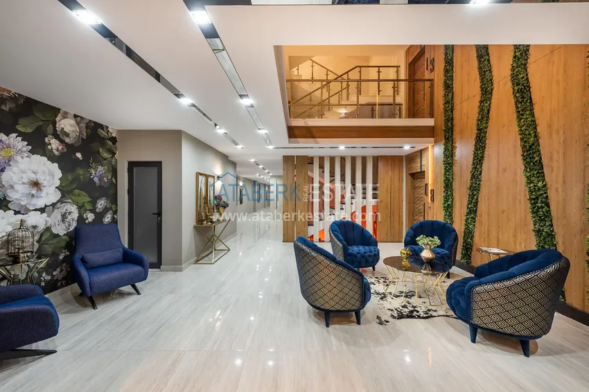Umeblowany penthouse 2+1 z widokiem na morze - Alanya, Kestel, pierwsza linia brzegowa 11 