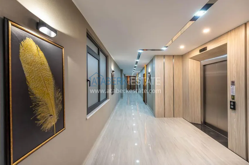 Umeblowany penthouse 2+1 z widokiem na morze - Alanya, Kestel, pierwsza linia brzegowa 12 