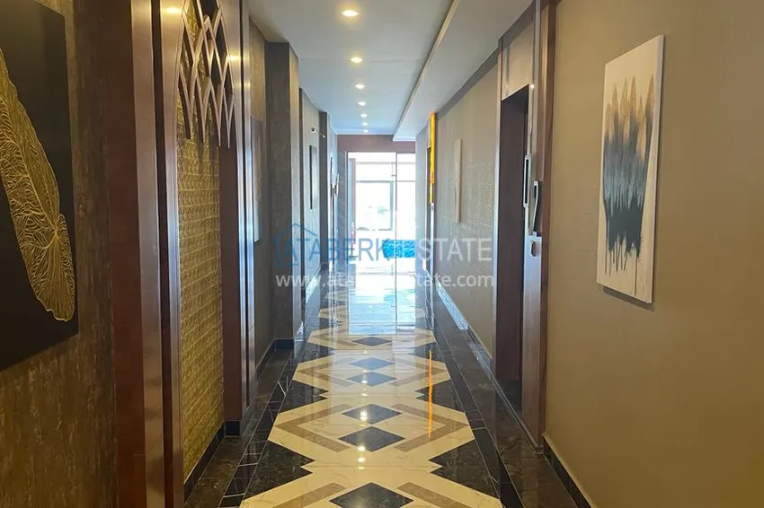 Umeblowany penthouse 2+1 z widokiem na morze - Alanya, Kestel, pierwsza linia brzegowa 13 