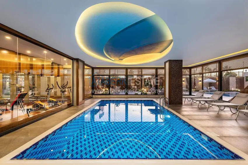 Umeblowany penthouse 2+1 z widokiem na morze - Alanya, Kestel, pierwsza linia brzegowa 15 