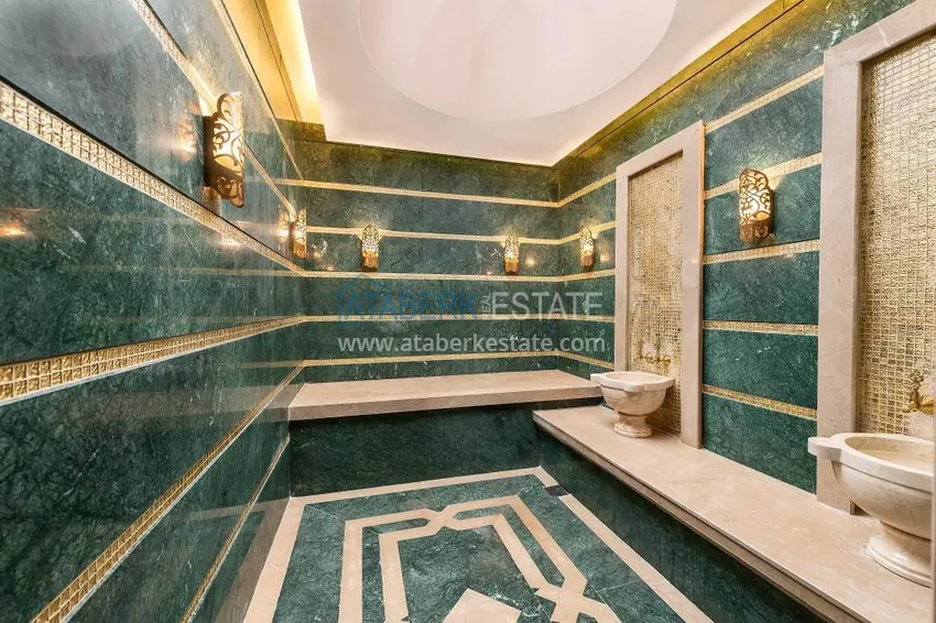 Umeblowany penthouse 2+1 z widokiem na morze - Alanya, Kestel, pierwsza linia brzegowa 16 